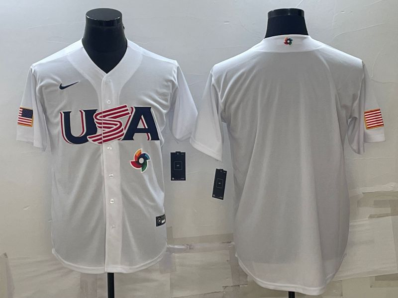 Men 2023 World Cub USA Blank White Nike MLB Jersey
